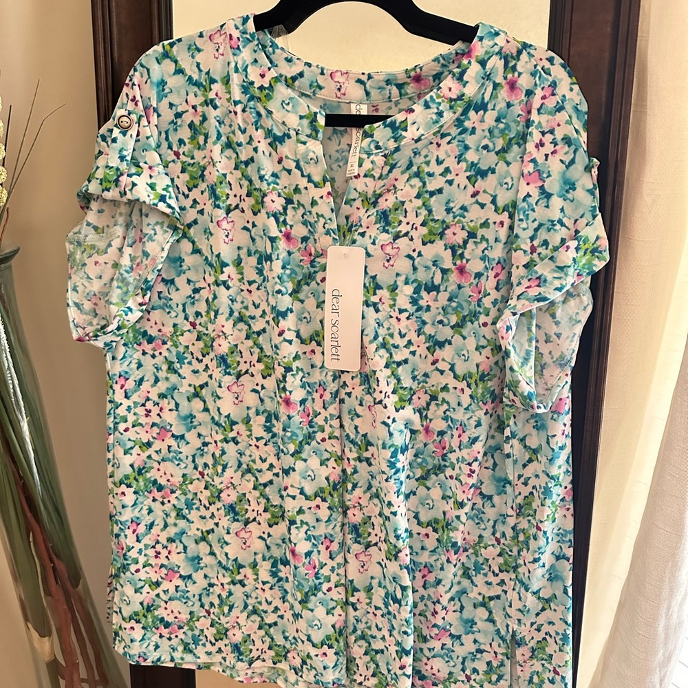 Floral Print Women's Top - Blue